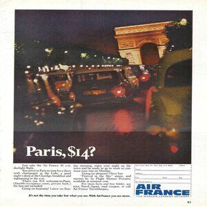 1967 Air France Paris $14 The World’s Largest Network Vintage Print Ad/Poster